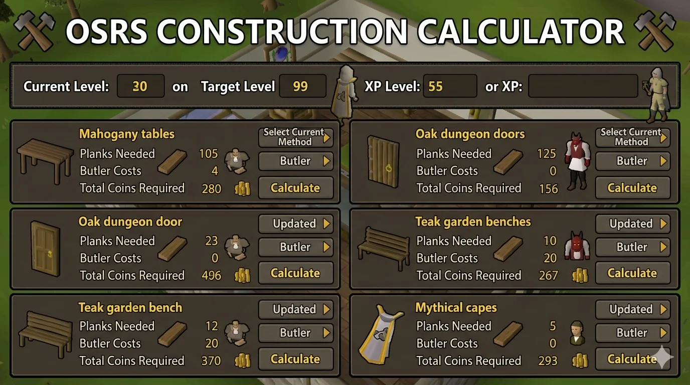OSRS Construction Calculator: The Complete Guide to Planning, Boosting, and Training